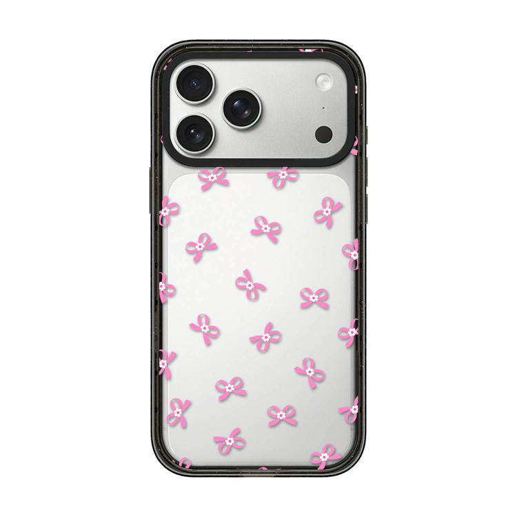For iPhone 17 Pro Max French Style Star Bow Transparent Acrylic TPU Phone Case(Pink Bow)
