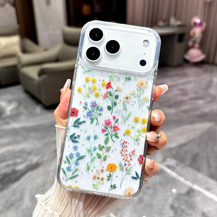 For iPhone 17 Pro Max Fresh Small Floral Epoxy TPU Phone Case(D04 Colorful Floral)