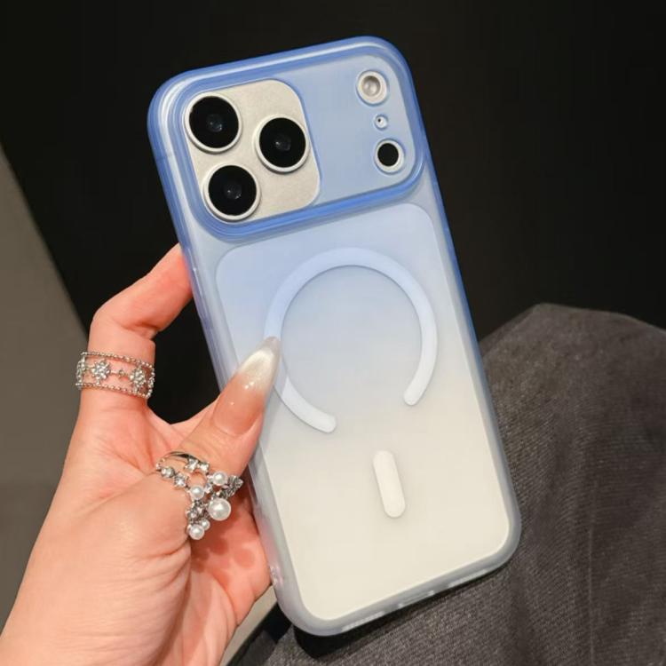 For iPhone 17 Pro Max Frosted Gradient TPU Magnetic Phone Case(Blue)