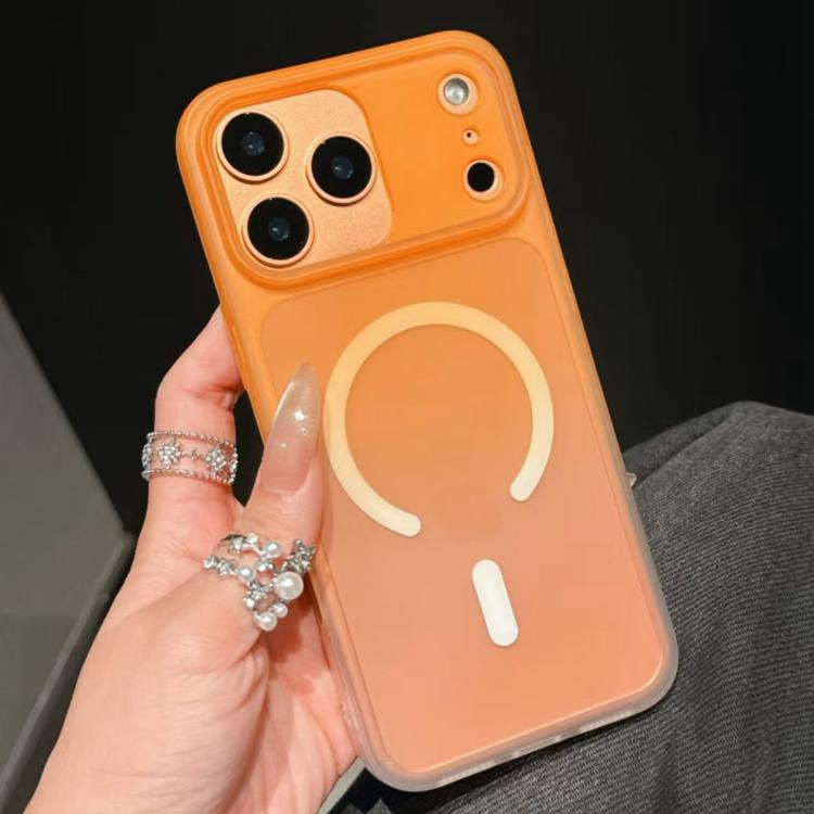For iPhone 17 Pro Max Frosted Gradient TPU Magnetic Phone Case(Orange)