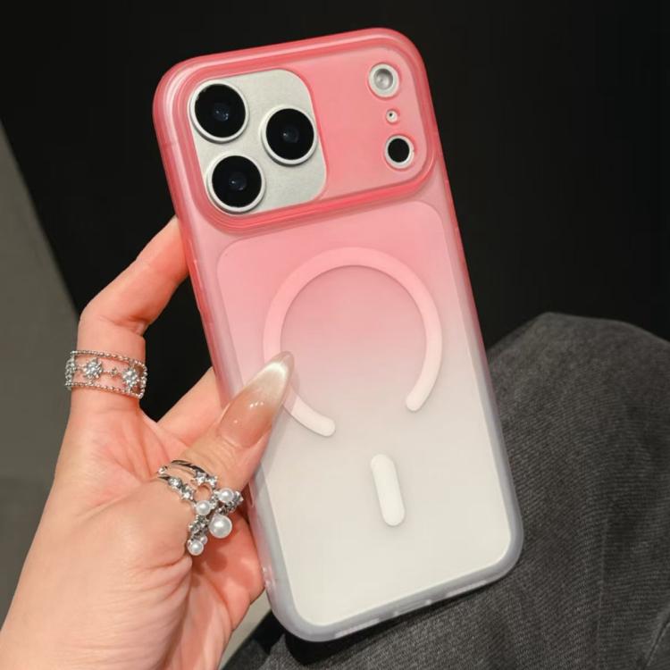 For iPhone 17 Pro Max Frosted Gradient TPU Magnetic Phone Case(Pink)