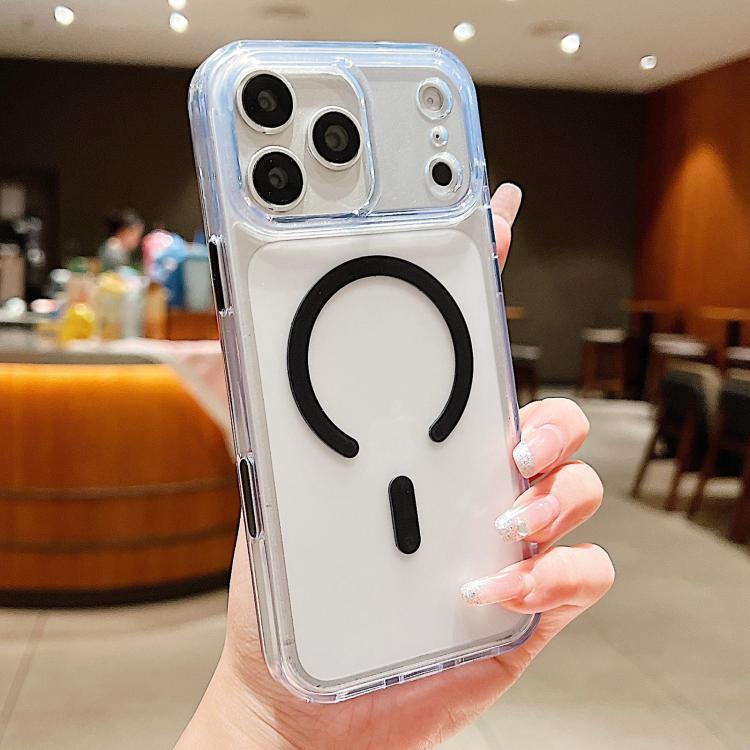 For iPhone 17 Pro Max Frosted PC Hybrid TPU Magnetic Phone Case with AI Sensing Key(Black)