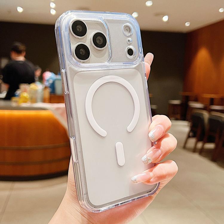 For iPhone 17 Pro Max Frosted PC Hybrid TPU Magnetic Phone Case with AI Sensing Key(White)