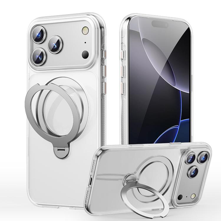 For iPhone 17 Pro Max Gear-Style Stress Relief 360 Rotation Holder MagSafe Phone Case(Transparent)