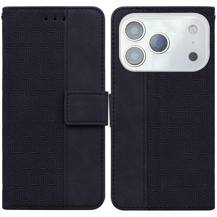 For iPhone 17 Pro Max Geometric Embossed Leather Phone Case(Black)