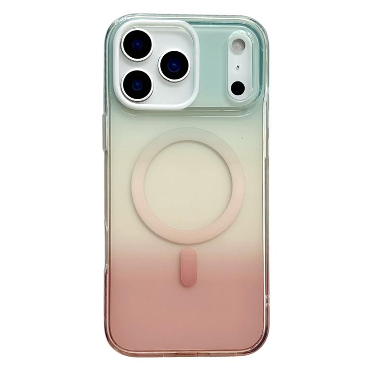 For iPhone 17 Pro Max Geometric Gradient Magnetic Phone Case(Blue Red)