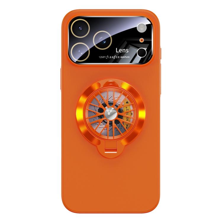 For iPhone 17 Pro Max Glaze PC Camera Window Gyro Kickstand Magnetic Phone Case(Orange)