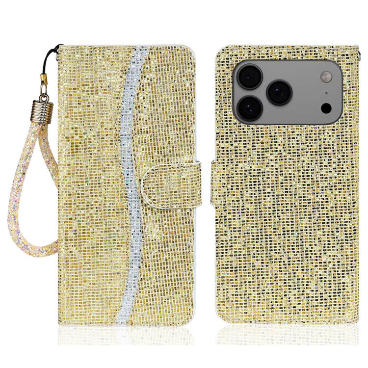 For iPhone 17 Pro Max Glitter Powder Filp Leather Phone Case(Gold)