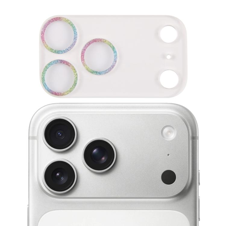 For iPhone 17 Pro Max Glitter Ring Tempered Glass Camera Lens Film(Colorful)