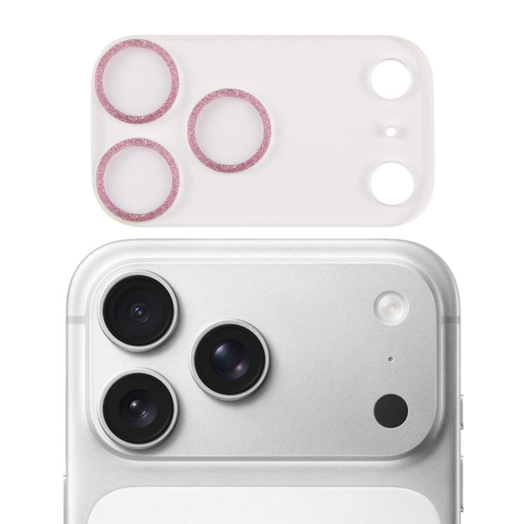 For iPhone 17 Pro Max Glitter Ring Tempered Glass Camera Lens Film(Pink)
