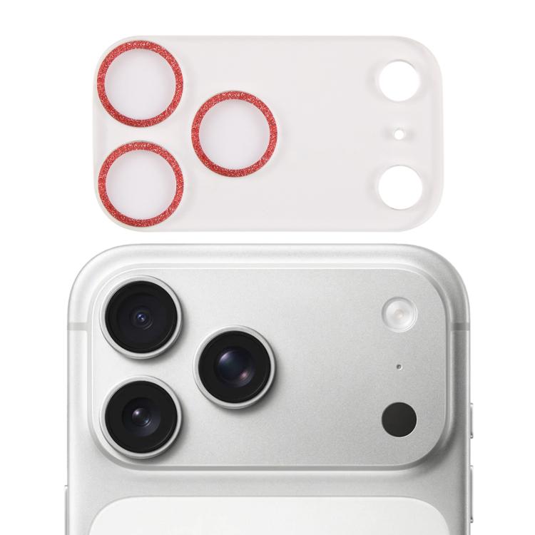For iPhone 17 Pro Max Glitter Ring Tempered Glass Camera Lens Film(Red)