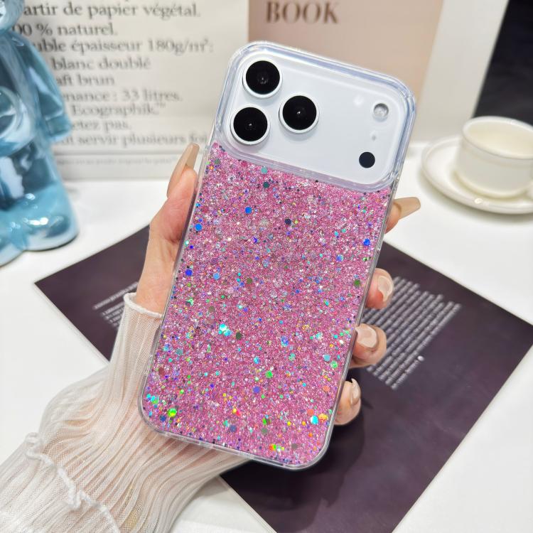 For iPhone 17 Pro Max Glitter Sequins Epoxy TPU Phone Case(Pink)