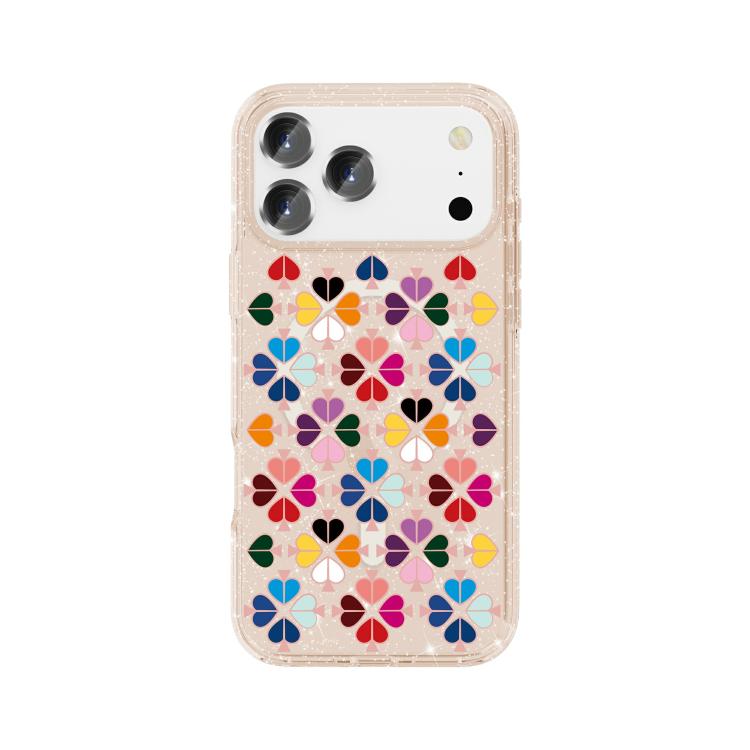 For iPhone 17 Pro Max Glittering Crystal Red Heart Pattern Magnetic Phone Case(Gold)