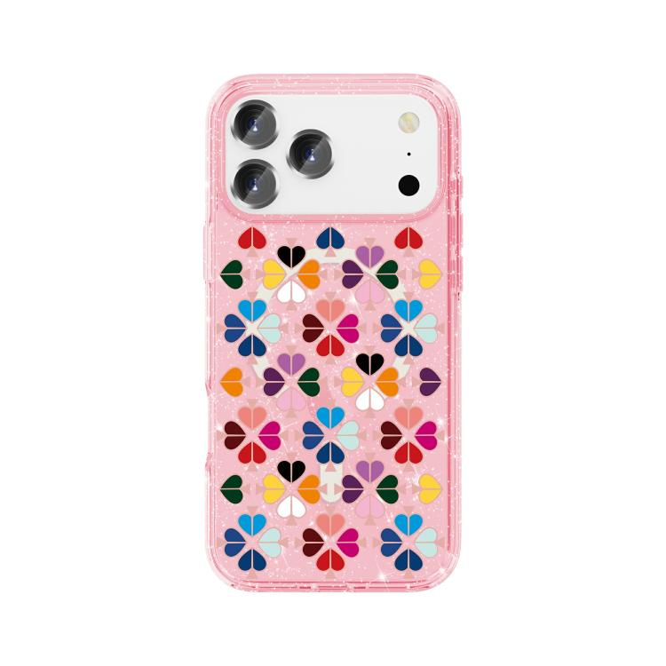 For iPhone 17 Pro Max Glittering Crystal Red Heart Pattern Magnetic Phone Case(Pink)