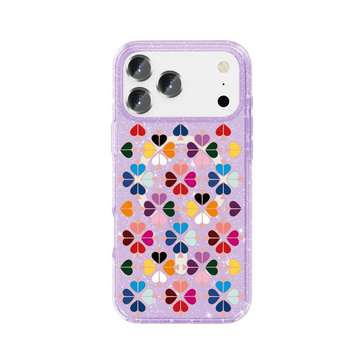 For iPhone 17 Pro Max Glittering Crystal Red Heart Pattern Magnetic Phone Case(Purple)