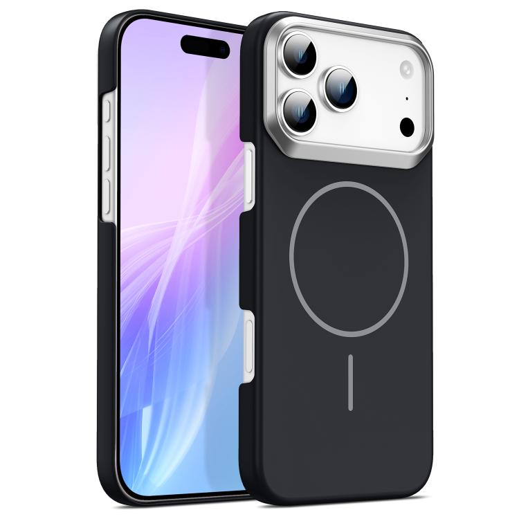 For iPhone 17 Pro Max Gold Armor PC Thin Circle MagSafe Shockproof Phone Case(Black)
