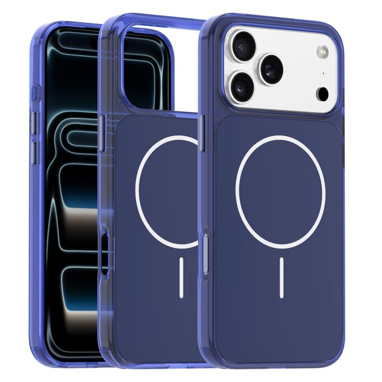 For iPhone 17 Pro Max Gold-Orange Original Color MagSafe Shockproof Phone Case(Blue)