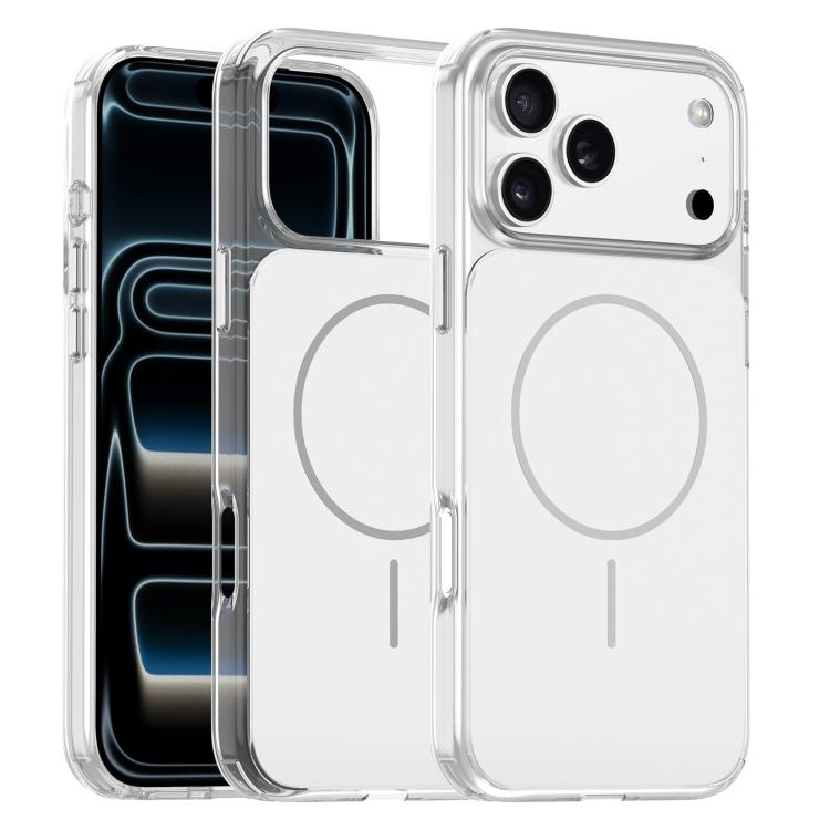 For iPhone 17 Pro Max Gold-Orange Original Color MagSafe Shockproof Phone Case(White)