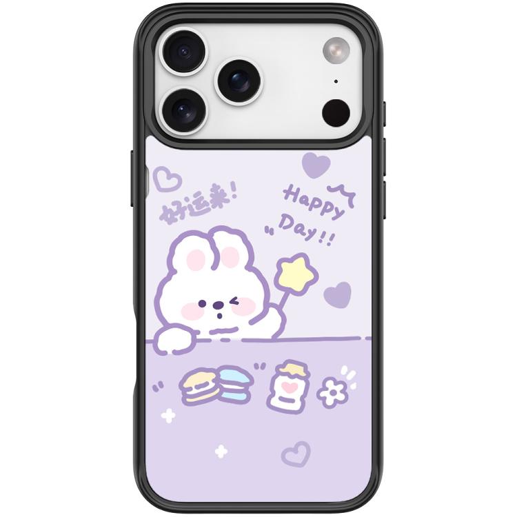 For iPhone 17 Pro Max Good Luck Star Rabbit Pattern Magnetic Phone Case(Black)