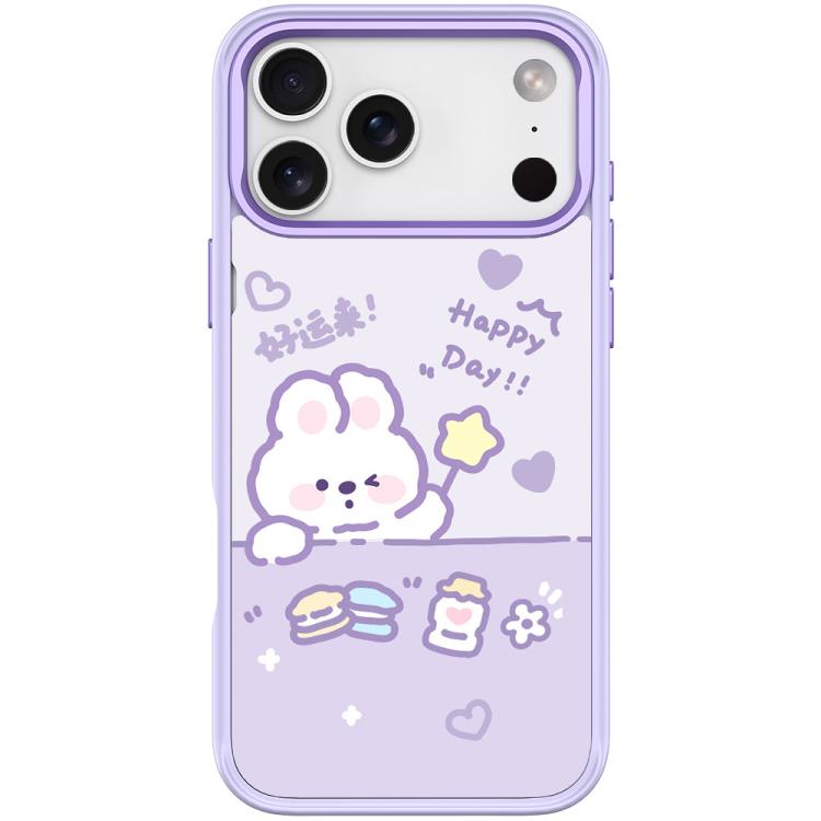 For iPhone 17 Pro Max Good Luck Star Rabbit Pattern Magnetic Phone Case(Light Purple)