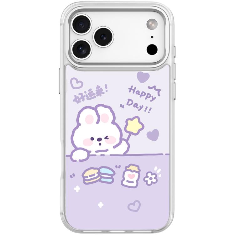 For iPhone 17 Pro Max Good Luck Star Rabbit Pattern Magnetic Phone Case(Transparent White)