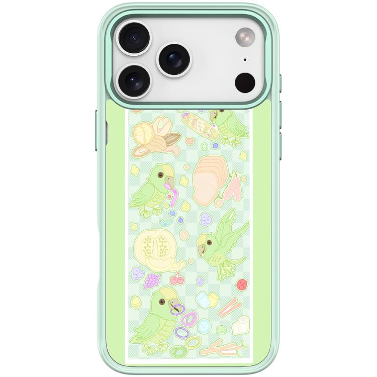 For iPhone 17 Pro Max Green Parrot Pattern Magnetic Phone Case(Light Green)