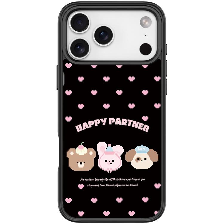 For iPhone 17 Pro Max Happy Partner Pattern Magnetic Phone Case(Black)