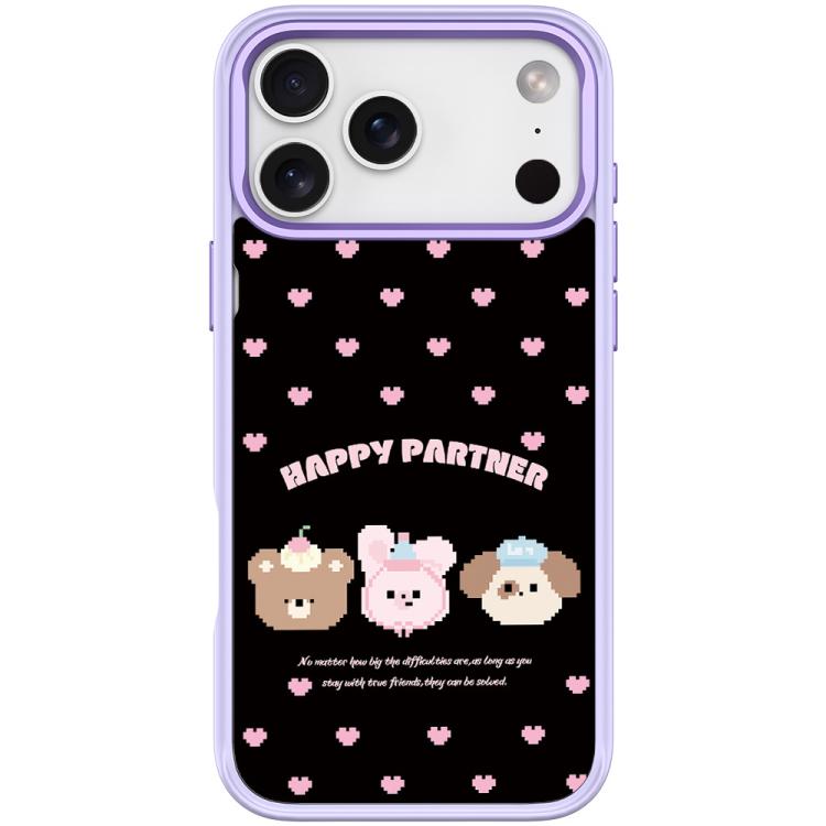 For iPhone 17 Pro Max Happy Partner Pattern Magnetic Phone Case(Light Purple)