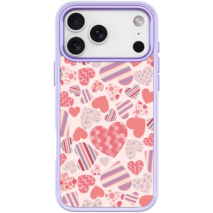 For iPhone 17 Pro Max Heart Collection Pattern Magnetic Phone Case(Light Purple)