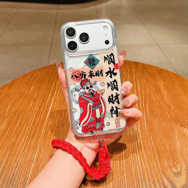 For iPhone 17 Pro Max Horse Year Acrylic Magnetic Full Coverage Phone Case with Lanyard(God of Wealth)