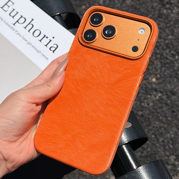 For iPhone 17 Pro Max Horsehair Pattern Magnetic Full Coverage TPU Phone Case(Orange)