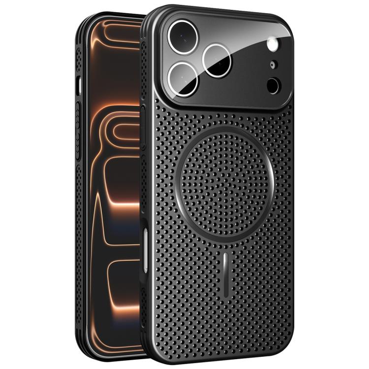 For iPhone 17 Pro Max Ice Armor Cooling Magnetic Airbag Shockproof Phone Case(Black)