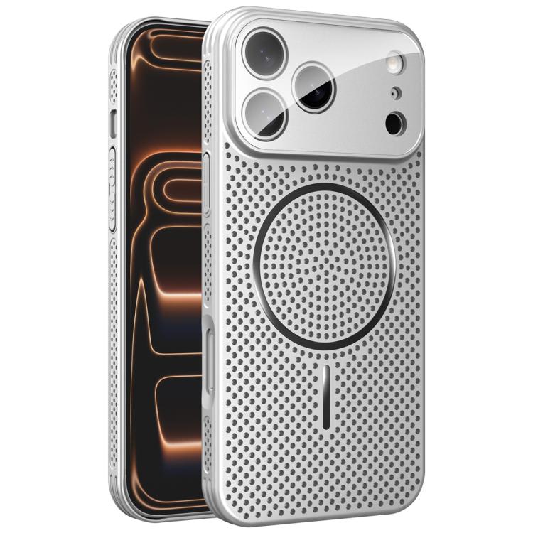 For iPhone 17 Pro Max Ice Armor Cooling Magnetic Airbag Shockproof Phone Case(Titanium Silver)