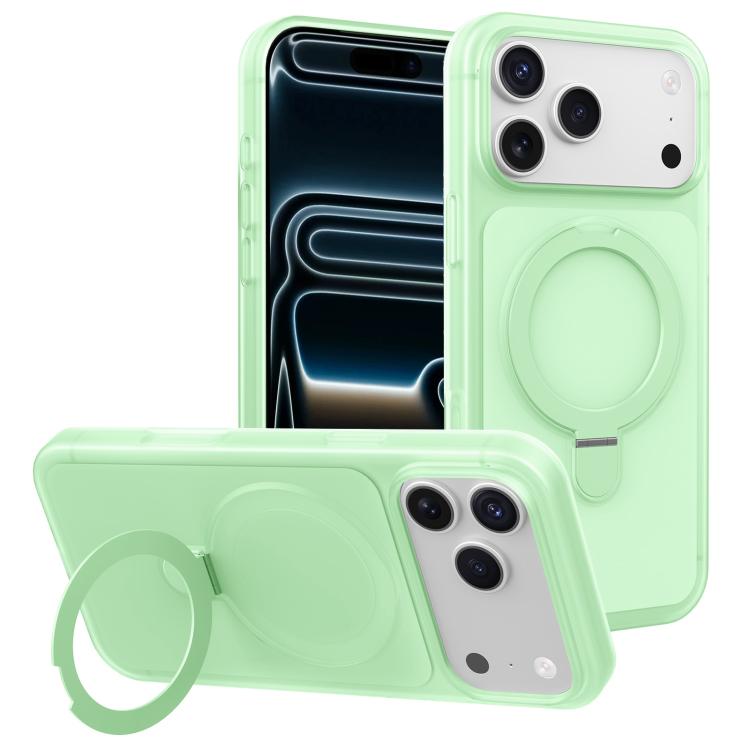 For iPhone 17 Pro Max Ice Cream Skin Feel Magnetic Pivot Holder Phone Case(Green)