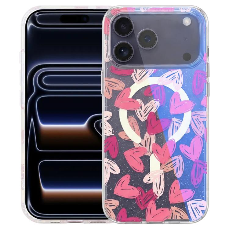 For iPhone 17 Pro Max IMD Blue Light Jungle Series Magnetic Phone Case(Love)