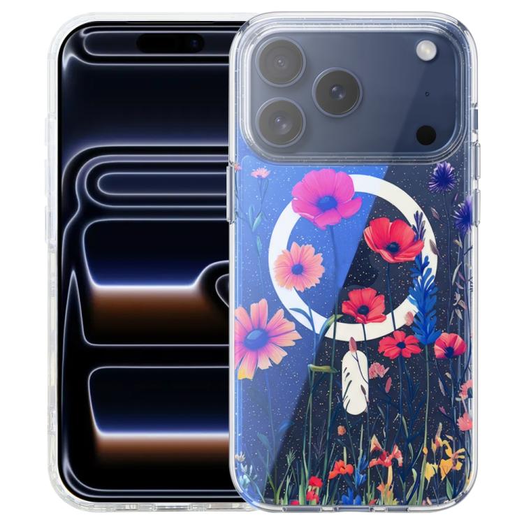 For iPhone 17 Pro Max IMD Blue Light Jungle Series Magnetic Phone Case(Wind Chimes)
