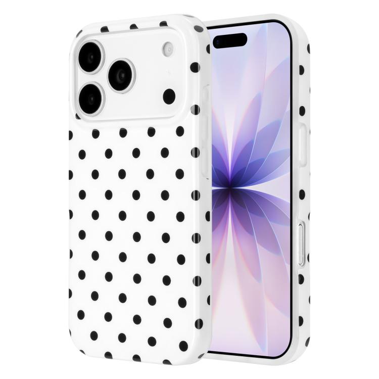 For iPhone 17 Pro Max IMD Colorful Dots Pattern TPU Full Coverage Phone Case(White)