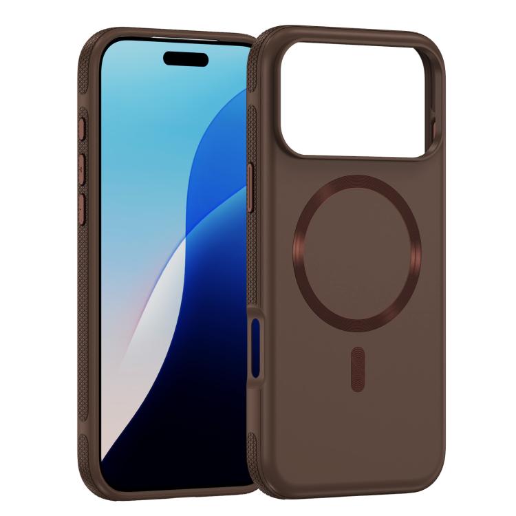 For iPhone 17 Pro Max Imitation Original CD Texture Magsafe PC Hybrid TPU Phone Case(Coffee)