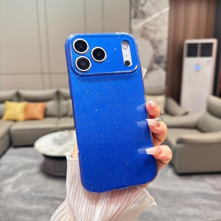 For iPhone 17 Pro Max Jelly Glitter Solid Color TPU Phone Case(Dark Blue)