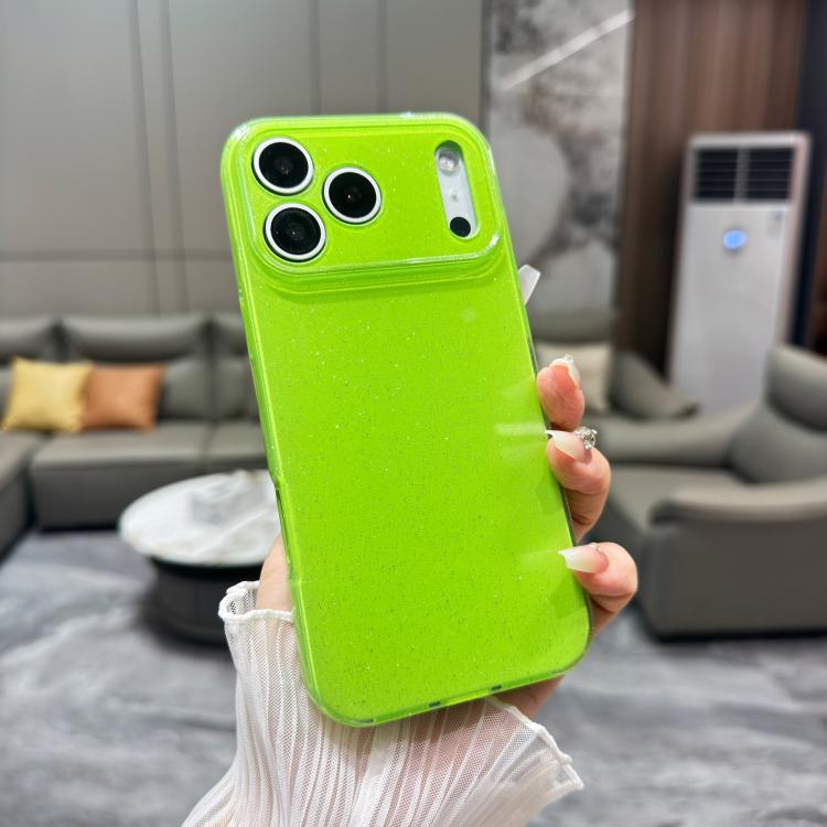 For iPhone 17 Pro Max Jelly Glitter Solid Color TPU Phone Case(Fluorescent Green)