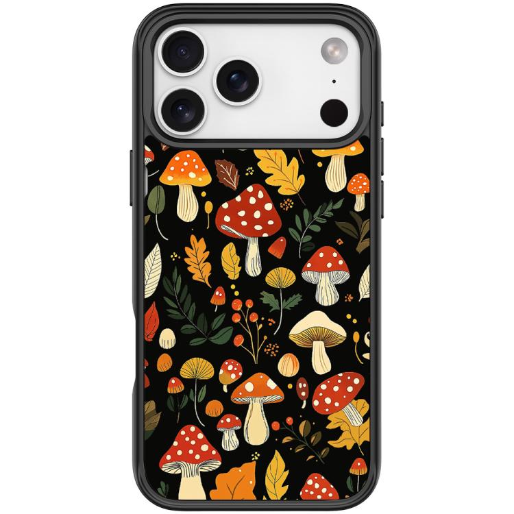 For iPhone 17 Pro Max Jungle Mushrooms Pattern Magnetic Phone Case(Black)