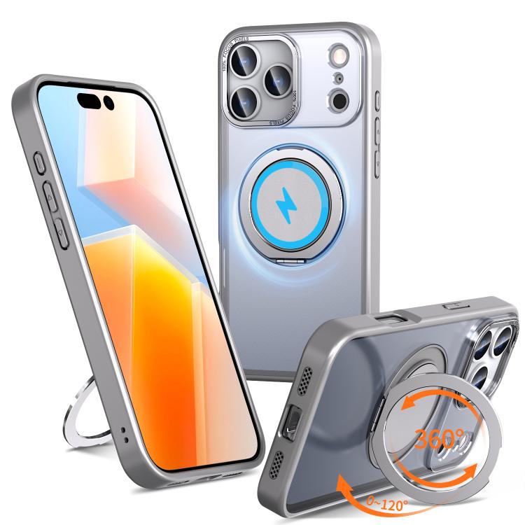 For iPhone 17 Pro Max Kalebol 360-degree Rotating MagSafe Magnetic Holder Phone Case(Titanium Grey)