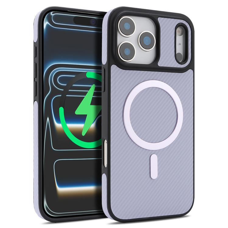 For iPhone 17 Pro Max Kalebol Carbon Fiber MagSafe Phone Case(Purple)