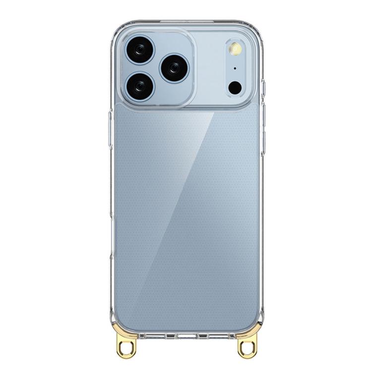 For iPhone 17 Pro Max Kalebol Minimalist High Transparency Multi Color Lanyard Hole Phone Case(Gold)