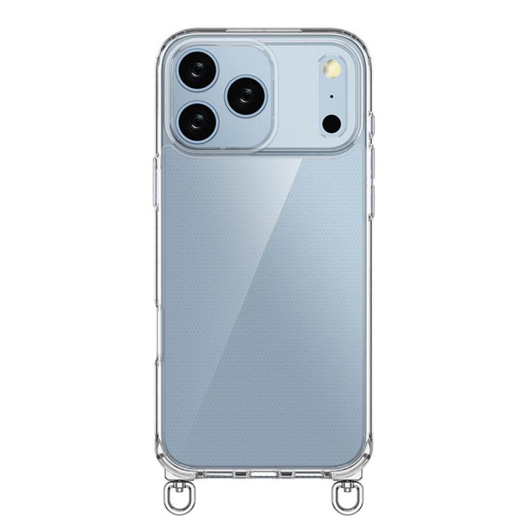 For iPhone 17 Pro Max Kalebol Minimalist High Transparency Multi Color Rotating Lanyard Hole Phone Case(Silver)