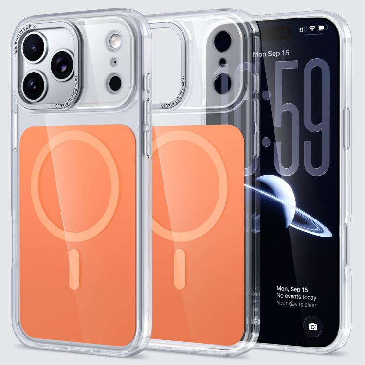For iPhone 17 Pro Max Kalebol Transparent Magnetic MagSafe Skin Feel Phone Case(Orange)
