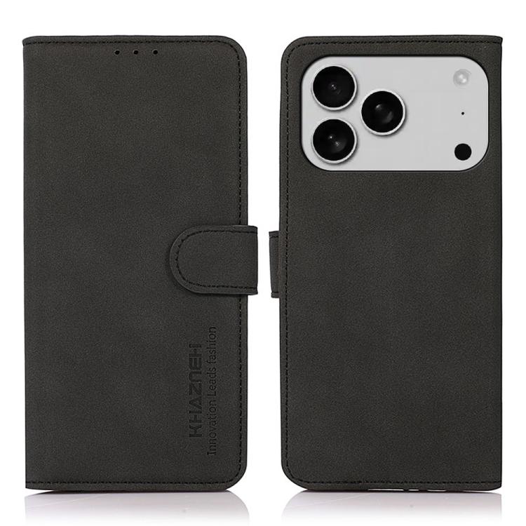 For iPhone 17 Pro Max KHAZNEH Matte Texture Leather Phone Case(Black)