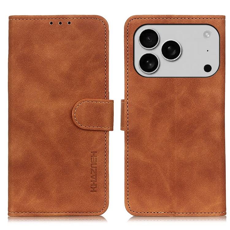 For iPhone 17 Pro Max KHAZNEH Retro Texture Leather Phone Case(Brown)