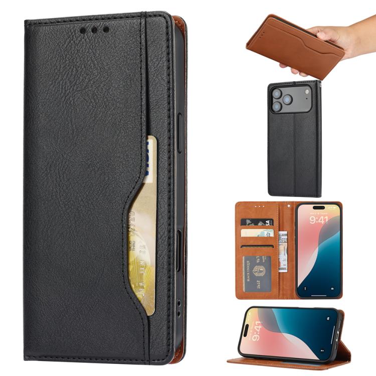 For iPhone 17 Pro Max Knead Skin Texture Flip Leather Phone Case(Black)