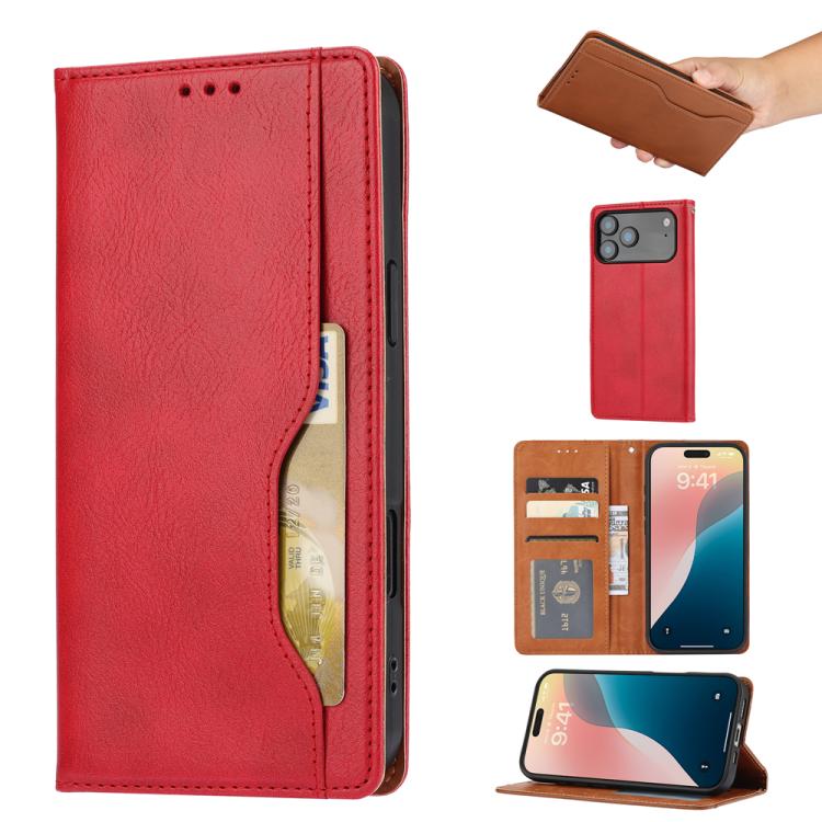 For iPhone 17 Pro Max Knead Skin Texture Flip Leather Phone Case(Red)